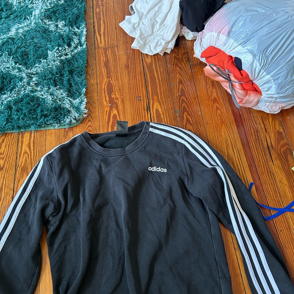 Adidas Black Sweater with White Stripes